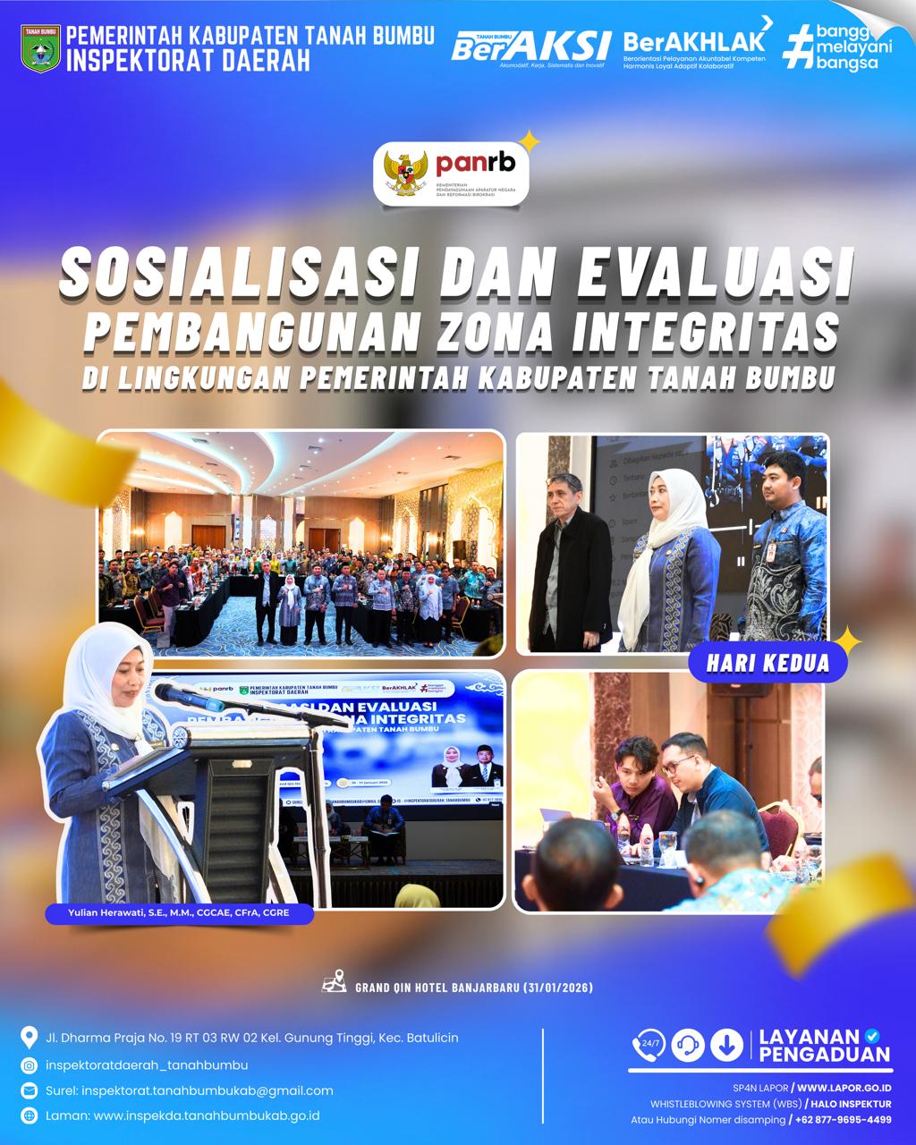 Langkah Nyata Pemkab Tanah Bumbu Menuju Birokrasi Bersih, Sekretaris Daerah Buka Evaluasi ZI di Banjarbaru