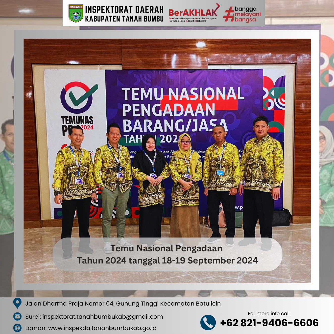 Inspektorat Daerah Tanah Bumbu Berpartisipasi dalam Temu Nasional Pengadaan Barang/Jasa 2024 di Jakarta