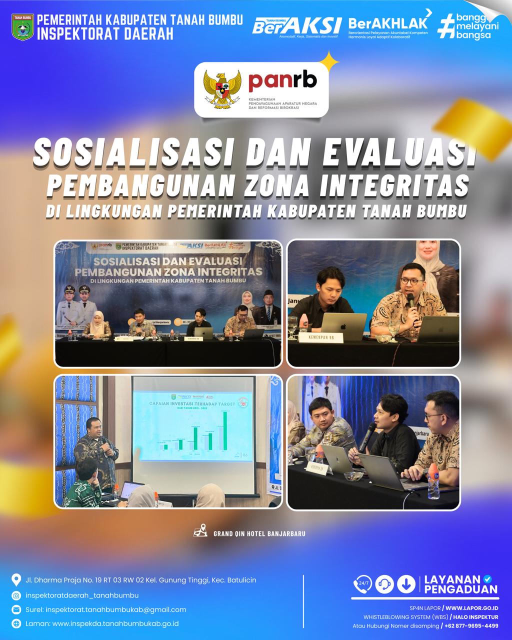 Langkah Nyata Pemkab Tanah Bumbu Menuju Birokrasi Bersih, Inspektur Buka Evaluasi ZI di Banjarbaru