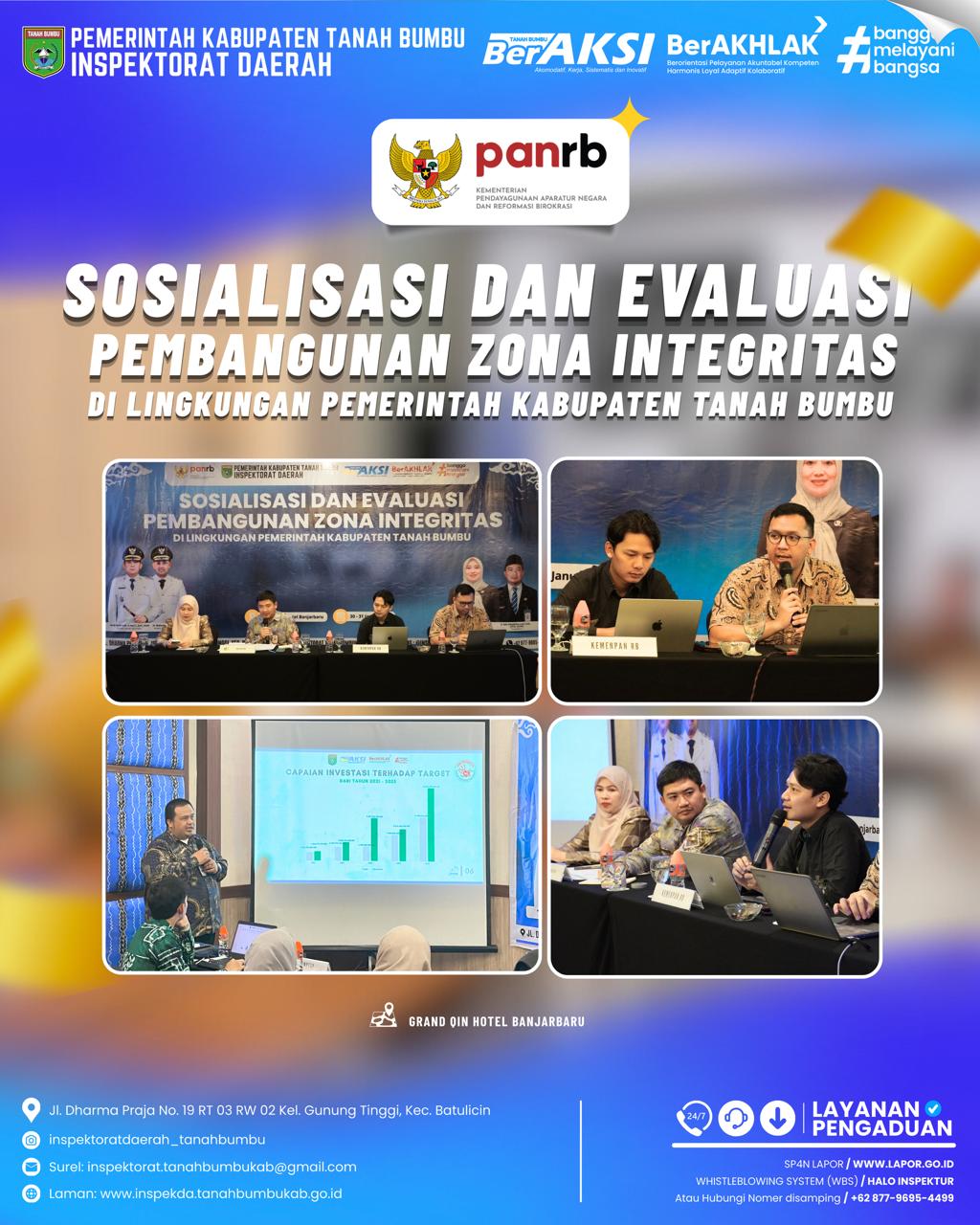 Langkah Nyata Pemkab Tanah Bumbu Menuju Birokrasi Bersih, Inspektur Buka Evaluasi ZI di Banjarbaru